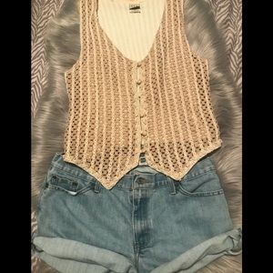 Vintage 90’s Crochet Knit Tank/Vest Sz S to M